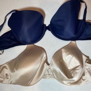 Two 36C Bras Bali and Ambrielle Nylon and Spandex Navy and Beige
